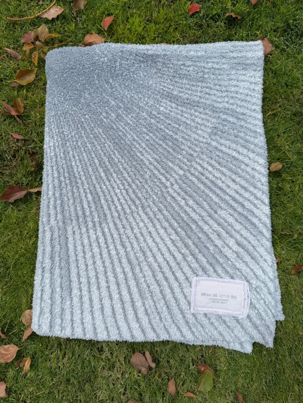 Barefoot Dreams Covered in Prayer Starburst Stroller Blanket Moonbeam Gray GUC